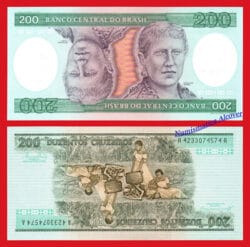 BRASIL BRAZIL 200 Cruzeiros 1984 PICK 199b SC / UNC