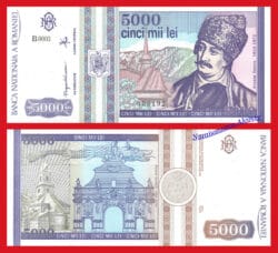 RUMANIA ROMANIA 5000 Lei 1993 Serie baja Pick 104  SC