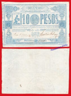 PARAGUAY 10 Pesos 1865  Pick 26 EBC /  XF