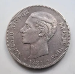 ALFONSO XII 5 Pesetas 1881 (18*81) MSM