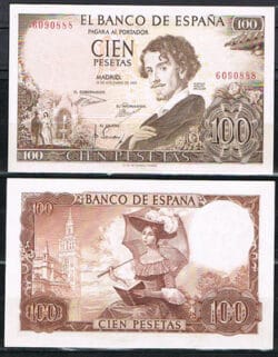 BILLETE 100 PESETAS 1965 BECQUER  Sin Serie  S/C- / AUNC