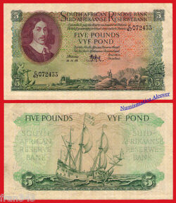 SUDÁFRICA 5 Libras 1958 Pick 96c MBC+