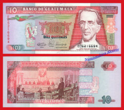 GUATEMALA 10 Quetzales 1990 Pick 75b  SC
