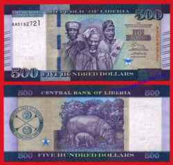LIBERIA 500 Dólares 2016 Serial AA Pick 36a  SC