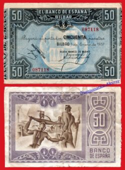 BANCO ESPAÑA BILBAO 50 Pesetas 1937 BC / F