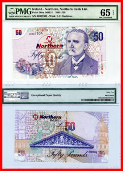 NORTHERN BANK IRELAND IRLANDA 50 Pounds 2005 Pick 208 PMG 65  SC / UNC