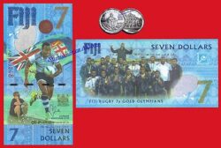 ISLAS FIJI FIDJI 7 Dollars 50 Cents 2017 Commemorative Rugbi Pick NEW  SC /  UNC