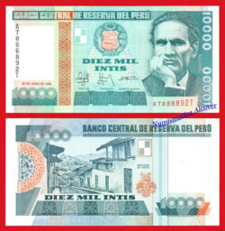 PERU 10000 INTIS 1988 Pick 140 SC