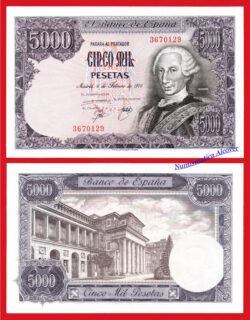 ESPAÑA SPAIN 5000 PESETAS 1976 CARLOS III Sin Serie Pick 155 S/C-  A/UNC