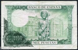 Error 1000 pesetas 1965 BILLETE ANVERSO CALCADO