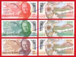 FALKLAND ISLAS MALVINAS Serie 5 10 y 20 Libras 2025 Carlos III Pick Nuevo SC