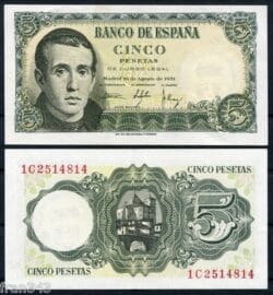 ESPAÑA SPAIN 5 pesetas 1951 JAIME BALMES Pick 140  SC-  AUNC