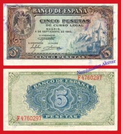 ESPAÑA 5 Pesetas 1940 Segovia Pick 123  SC- / aUNC