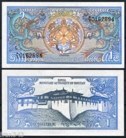 BHUTAN 1 Ngultrum 1986 Sign 2 Pick 12b SC  /  UNC