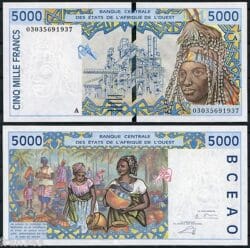 COSTA DE MARFIL Estados de África del Oeste 5000 Francos  2003  Pick  113As  SC