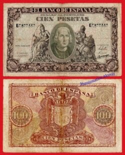 ESPAÑA SPAIN 100 Pesetas 1940 CRISTOBAL COLON Pick 118 BC / F