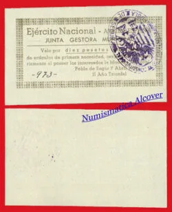 Billete Local POBLA DE SEGUR 10 Pesetas 1938  SC