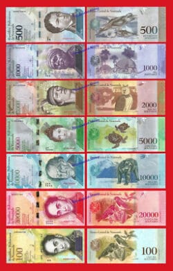 VENEZUELA Serie completa 500 1000 2000 5000 10000 20000 100000 Bolivares 2016-2017 SC