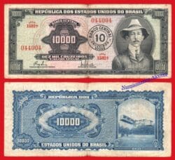BRASIL BRAZIL 10 Nuevos cruzeiros sobre 10000 1966-1967 PICK 189b BC / F