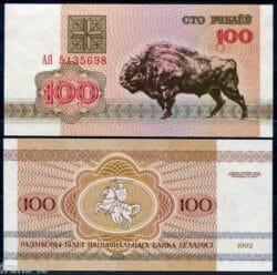 BIELORRUSIA 100 Rublos 1992 Bisonte Pick 8 SC