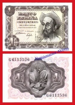 ESPAÑA SPAIN 1 Peseta 1951 Quijote Serie G Pick 139 SC / UNC