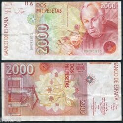 Variedad Error 2000 pesetas año 1992  Celestino Mutis  BC /  Spain  Pick 164 F