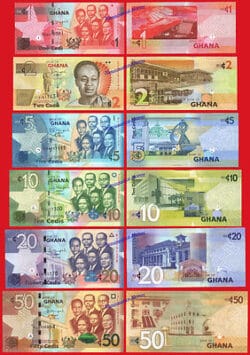 GHANA Serie 1 2 5 10 20 50 Cedis 2015 (2016) Pick 37/42 SC