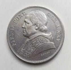 ESTADOS PONTIFICIOS PIO IX 5 Lire liras 1870 R