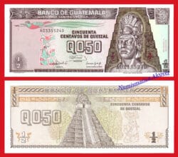 GUATEMALA 1/2 50 Centavos Quetzal 1992 Pick 125a  SC