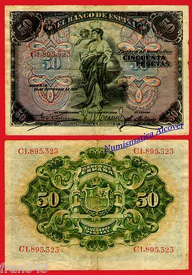 Billete 50 Pesetas 1906 BC+ /  SPAIN Pick 58a F
