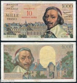 FRANCIA 10 Nuevos francos sobre 1000 1957 Richelieu  Pick 138 MBC