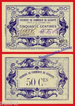 DJIBOUTI SOMALILANDIA FRANCESA 50 Céntimos 1919  Pick 23 SC-