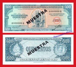 REPÚBLICA DOMINICANA 500 Pesos oro 1964 Specimen Pick 105s SC
