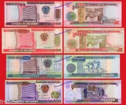 MOZAMBIQUE Serie 50000 a 500000 Meticais 1993 2003 Pick 138 139 141 142 SC