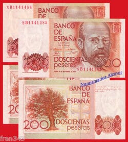 Pareja 200 Pesetas 1980 CLARIN Serie 8B SC - SPAIN Pair Pick 156 Replacement UNC