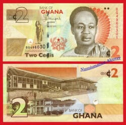 GHANA 2 Cedis 2015 Pick 37Ad SC