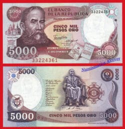 COLOMBIA 5000 Pesos de oro 1987 Pick 435a  SC