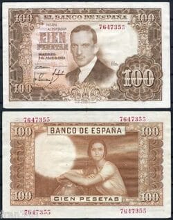 100 Pesetas 1953 ROMERO DE TORRES  SIN SERIE Pick 145  MBC / XF