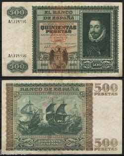 500 PESETAS 1940 JUAN DE AUSTRIA Serie A1228190 P.119 (EL DE LA FOTO)