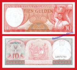 SURINAM SURINAME 10 Gulden 1963 Pick 121b  SC
