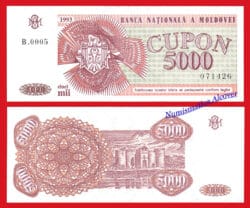 MOLDAVIA MOLDOVA 5000 Cupon 1993 Pick 4  SC / UNC