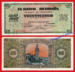 ESPAÑA SPAIN 25 Pesetas 1938 Burgos Pick 111 EBC / XF