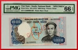 VIETNAM DEL SUR 1000 Dong 1972 Pick 36As SPECIMEN PM66  SC