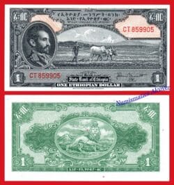 ETIOPIA ETHIOPIA 1 Dolar 1945 Firma Bennett  Pick 12b SC  / UNC