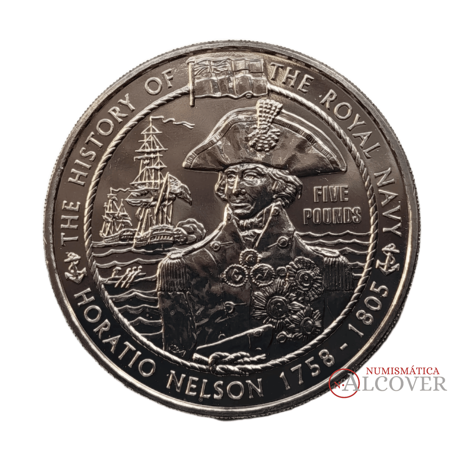 GUERNSEY Isabel II 5 Libras 2003 Horatio Nelson Km# 160 SC
