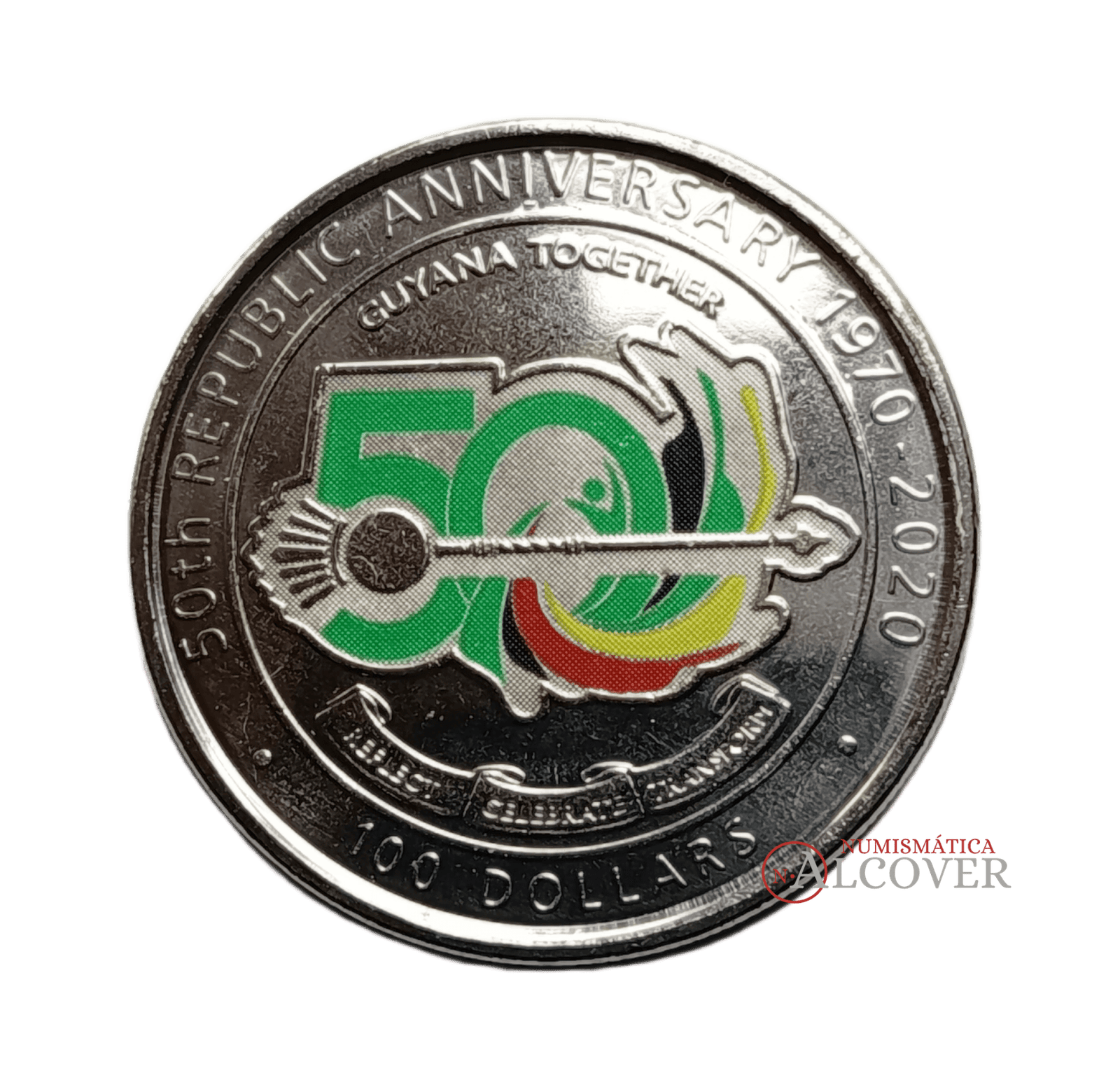GUYANA 100 Dólares 2020 Color 50 Aniversario Independencia SC