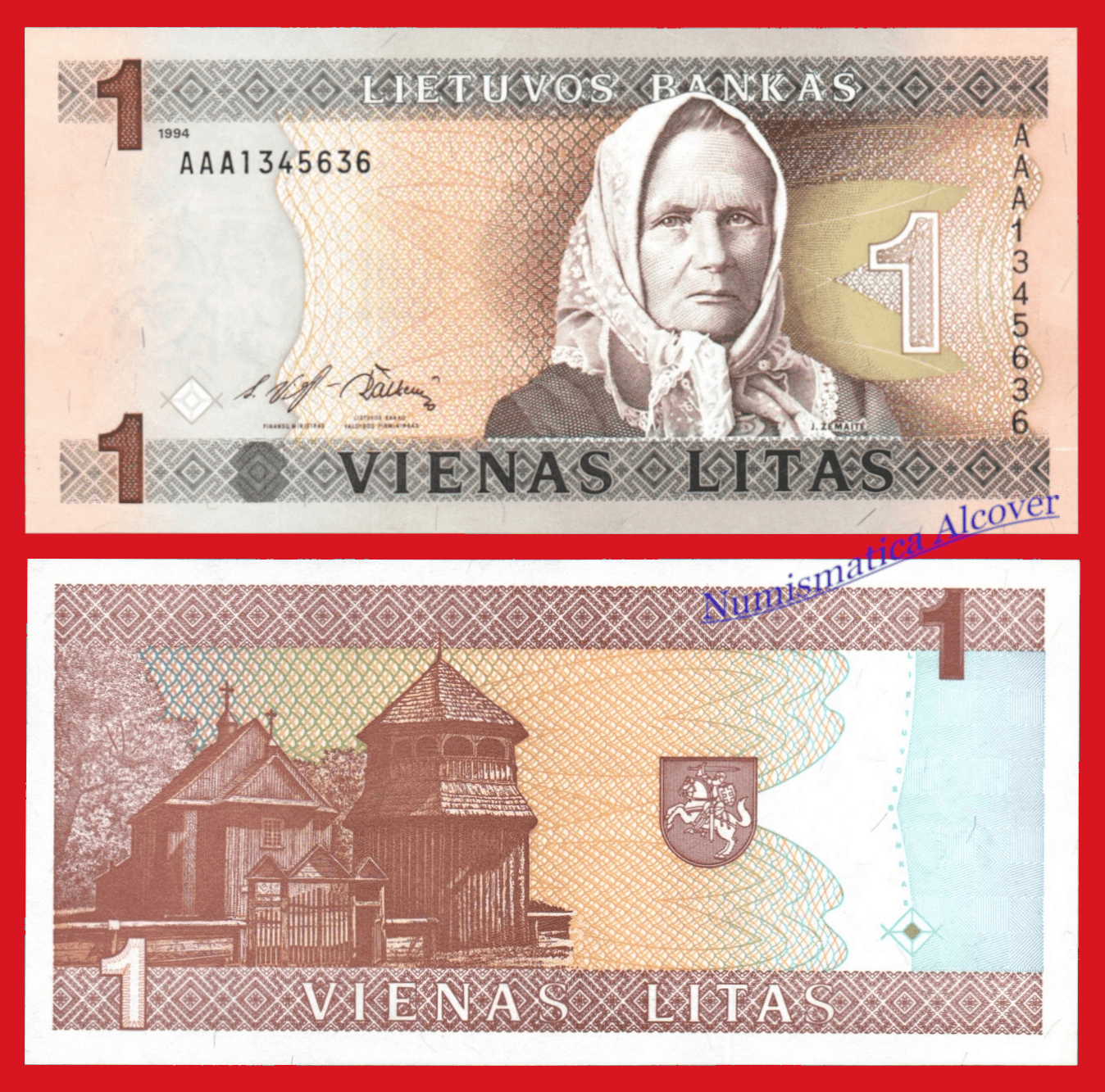 LITUANIA 1 Lita 1994 Serie AAA Pick 53 SC