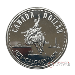 CANADÁ 1 Dólar 1975 centenario de Calgary KM 97 plata SC