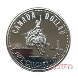 CANADÁ 1 Dólar 1975 centenario de Calgary KM 97 plata SC