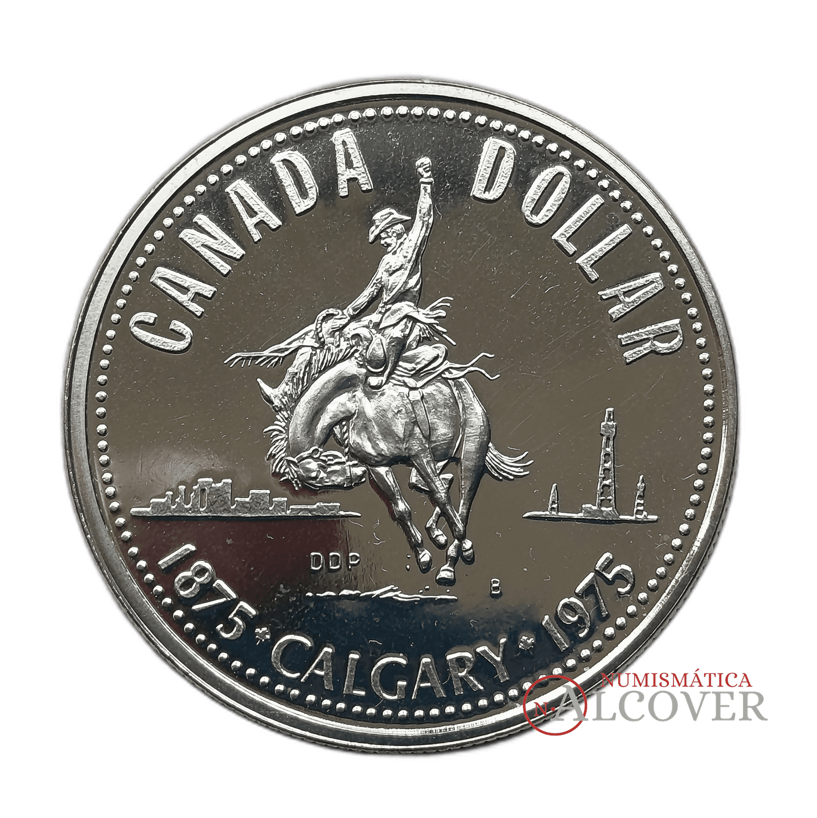 CANADÁ 1 Dólar 1975 centenario de Calgary KM 97 plata SC